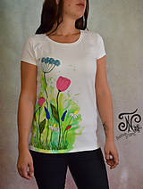 Topy, tričká, tielka - Watercolour lúka - ručne maľované tričko  (maľovaný bok -M) - 10001988_