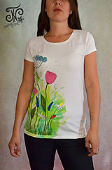 Topy, tričká, tielka - Watercolour lúka - ručne maľované tričko  (maľovaný bok -M) - 10001991_