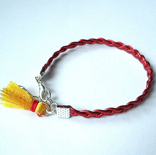 Náramok z EKOkože (červená so strapčekom)