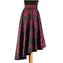 Sukne - SCOTT - asymetrická sukňa "škótske káro" (B3 - Bordovozelené káro) - 10011365_