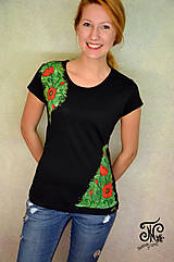Topy, tričká, tielka - Art maky - maľované dámske tričko (Skladom M) - 10009051_