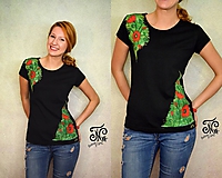Topy, tričká, tielka - Art maky - maľované dámske tričko (Skladom M) - 10009053_
