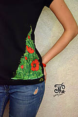 Topy, tričká, tielka - Art maky - maľované dámske tričko (Skladom M) - 10009055_
