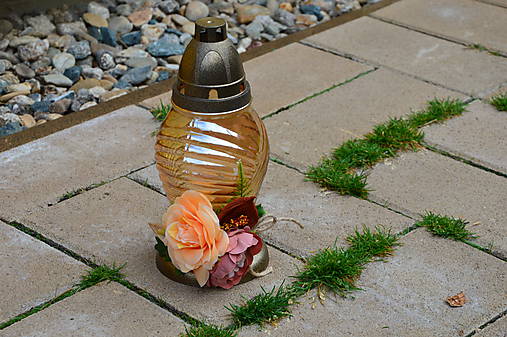 Svietidlá - Smútočný kahanec v jesenných farbách 25 cm - 10008239_