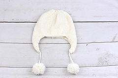 Detské čiapky - Biela ušianka zimná EXTRA FINE - 10013699_