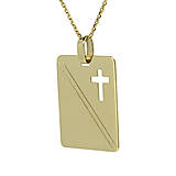 Náhrdelníky - Zlatá platnička s krížikom na retiazke - 10018870_