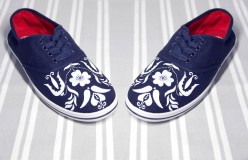 Ponožky, pančuchy, obuv - tenisky - plátenky inšpirované modrotlačov - 10021490_