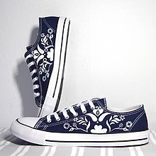 Ponožky, pančuchy, obuv - nízke tenisky inšpirované modrotlačou - 10021558_