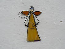 Dekorácie - Vitrážový anjelik s opalitom (Žltá) - 10021331_