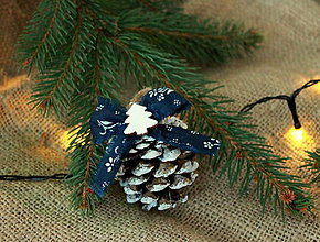 Dekorácie - modrotlač_ vianočné ozdoby - 10024311_