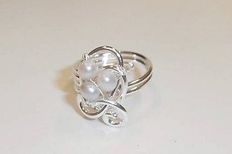 Prstene - Perlové prstene (rôzne) (Tri biele perly) - 10023270_