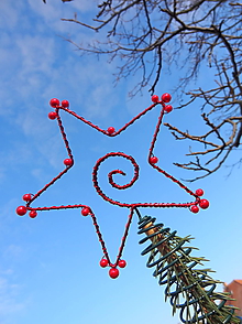 Dekorácie - hviezda Vianoc...špic na stromček (červený) - 10025466_