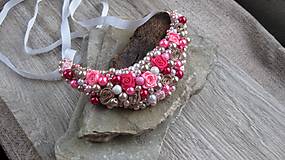 Náhrdelníky - FOR YOU perlový náhrdelník (neon pink and cream roses - náhrdelník č.504) - 10024937_