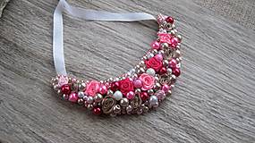 Náhrdelníky - FOR YOU perlový náhrdelník (neon pink and cream roses - náhrdelník č.504) - 10024938_