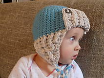 Detské čiapky - čiapka detská hačkovaná ...modro - biela - 10031476_