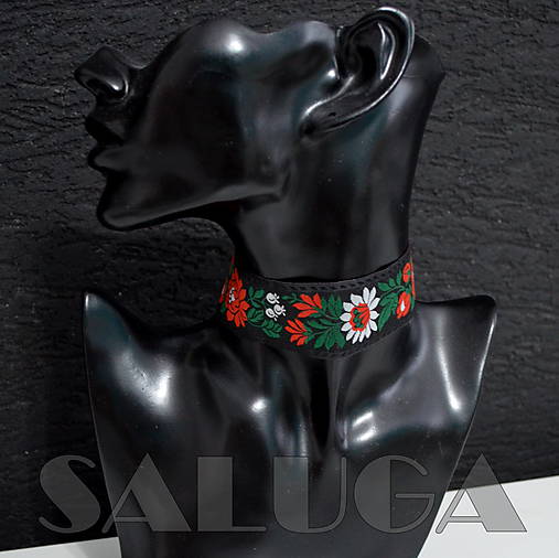 Náhrdelníky - CHOKER náhrdelník - folk - folklórny - čierny - 10033926_