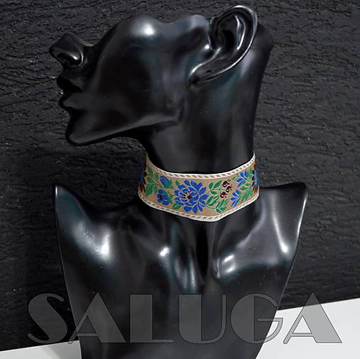 Náhrdelníky - CHOKER náhrdelník - folk - folklórny - hnedý - 10033974_