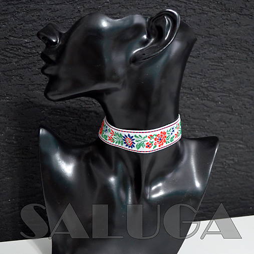 Náhrdelníky - CHOKER náhrdelník - folk - folklórny - biely - 10033992_