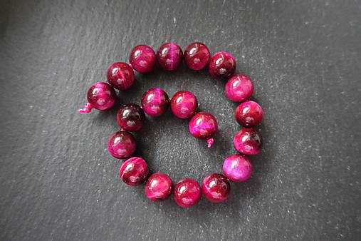 Minerály - Tigrie oko farbené č.-z.-m. / 18ks - 11mm (Ružová) - 10034494_