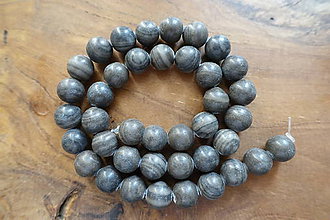 Minerály - Jaspis obrázkový červeno/čierno -šedý 10mm (Šedá) - 10035683_