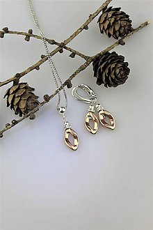 Sady šperkov - hematit"ružové zlato" náušnice a prívesok v striebre - 10036310_