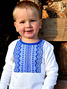 Detské oblečenie - Detské tričko s ľudovým motívom MYJAVA dlhý rukáv (92) - 10038309_