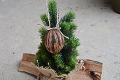 Dekorácie - Vianočné ozdoby - kokosový orech s jutovou mašličkou - 10037221_