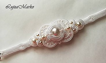 Náramky - Fedora náramok swarovski (s bielou perlou) - 10038698_