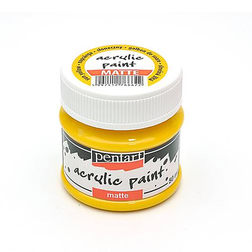 Farby-laky - Akrylová farba, matná, 50 ml, Pentart (slnečná žltá) - 10041189_