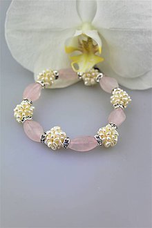 Náramky - perly prírodné a ruženínt náramok luxusný - 10042931_