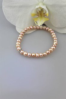 Náramky - perly náramok (prírodné perly marhuľovej farby) - 10043780_