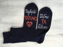 Ponožky, pančuchy, obuv - Maľované ponožky pre najlepšieho ocka / tata / tatina / ocinka (Na čiernych mix) - 10042647_