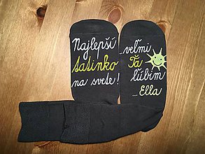 Ponožky, pančuchy, obuv - Maľované ponožky pre najlepšieho ocka / tata / tatina / ocinka (S podpisom na šedých) - 10042655_