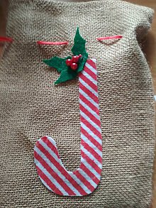 Úžitkový textil - Vianočné   vrecúška pre deti (jutové s vianočným lízatkom) - 10046318_