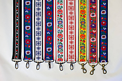Iné tašky - Folk popruh na kabelku šírky 4 cm (Červený popruh s bielou krojovou stuhou) - 10045928_