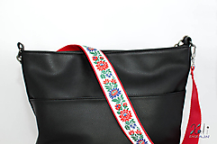 Iné tašky - Folk popruh na kabelku šírky 4 cm (Červený popruh s bielou krojovou stuhou) - 10045979_