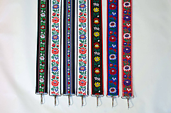 Iné tašky - Jenoduchý folk popruh na kabelku šírky 4 cm (Červený s modrou krojovou stuhou) - 10046061_