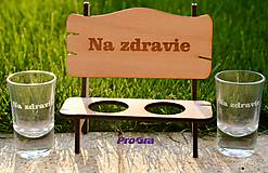Nádoby - Na zdravie - lavička so štamprlíčkami - darčekový set - 10044641_