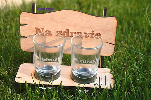 Nádoby - Na zdravie - lavička so štamprlíčkami - darčekový set - 10044639_