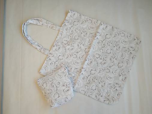 Nákupná taška + kozmetická (hnedo-biely set)