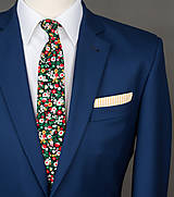  - Pánska Twin kravata s kvetmi (čierná) - 10050461_