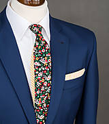  - Pánska Twin kravata s kvetmi (čierná) - 10050462_