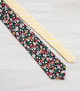  - Pánska Twin kravata s kvetmi (čierná) - 10050463_