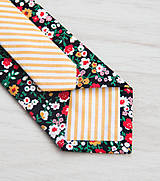  - Pánska Twin kravata s kvetmi (čierná) - 10050467_
