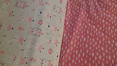 Detský textil - Posteľné obliečky č.2 (z dvoch látok - zajkovia na mentolovej + obláčiky) - 10051170_