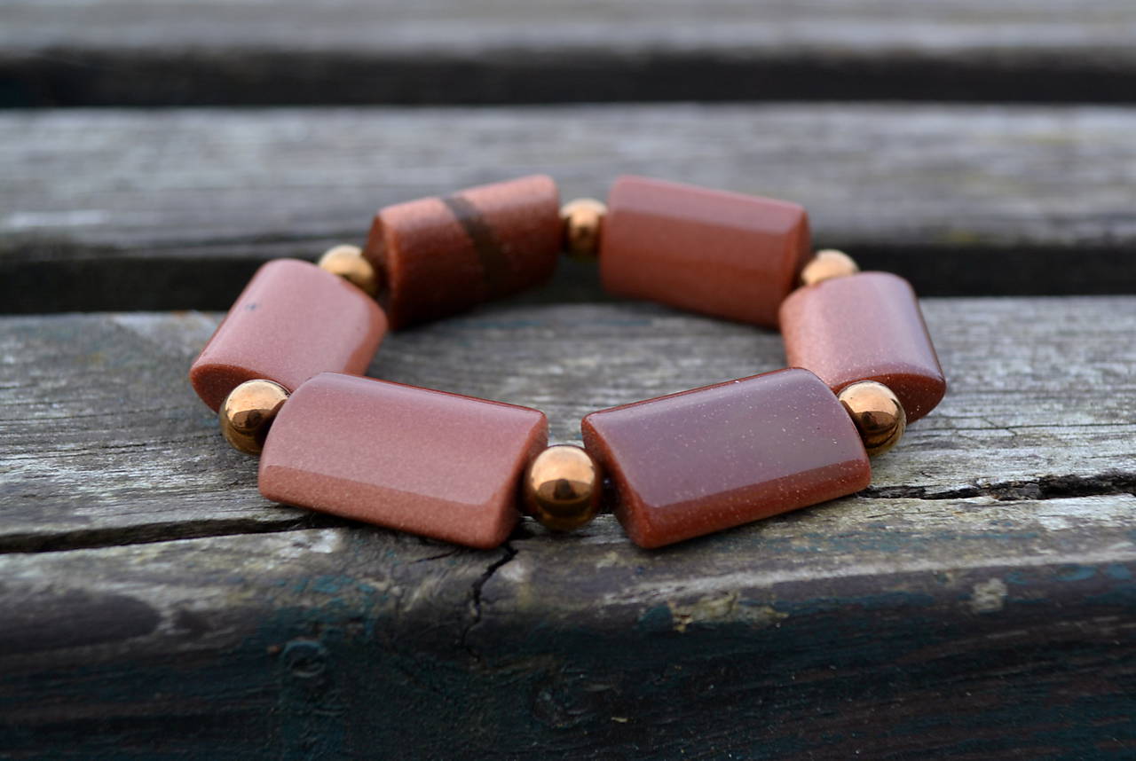 Zlatý aventurín a hematit náramok