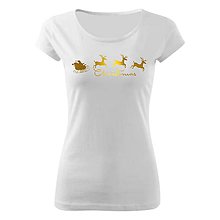 Topy, tričká, tielka - Tričko Merry Christmas so sobmi (biele tričko) - 10055221_