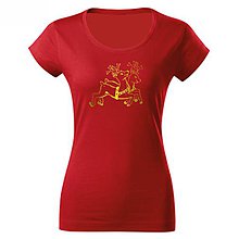 Topy, tričká, tielka - Tričko Zvoniace soby (červené tričko) - 10055506_