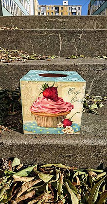 Úložné priestory & Organizácia - Box na servítky "Strawberry Cup Cake" - 10059968_