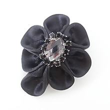Brošne - Elegancia a la Chanel - čierna brošňa so štrasovým kamienkom - 10059807_